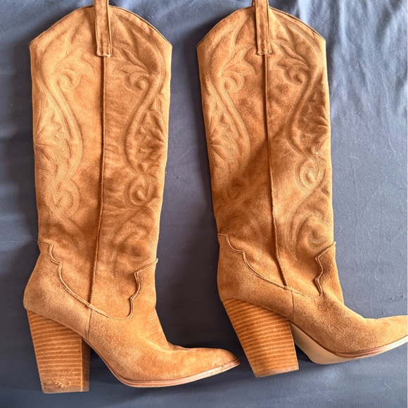 Steve Madden Lasso Suede Western Over-the-Knee Boots in Tan Size 8 - Picture 3 of 10